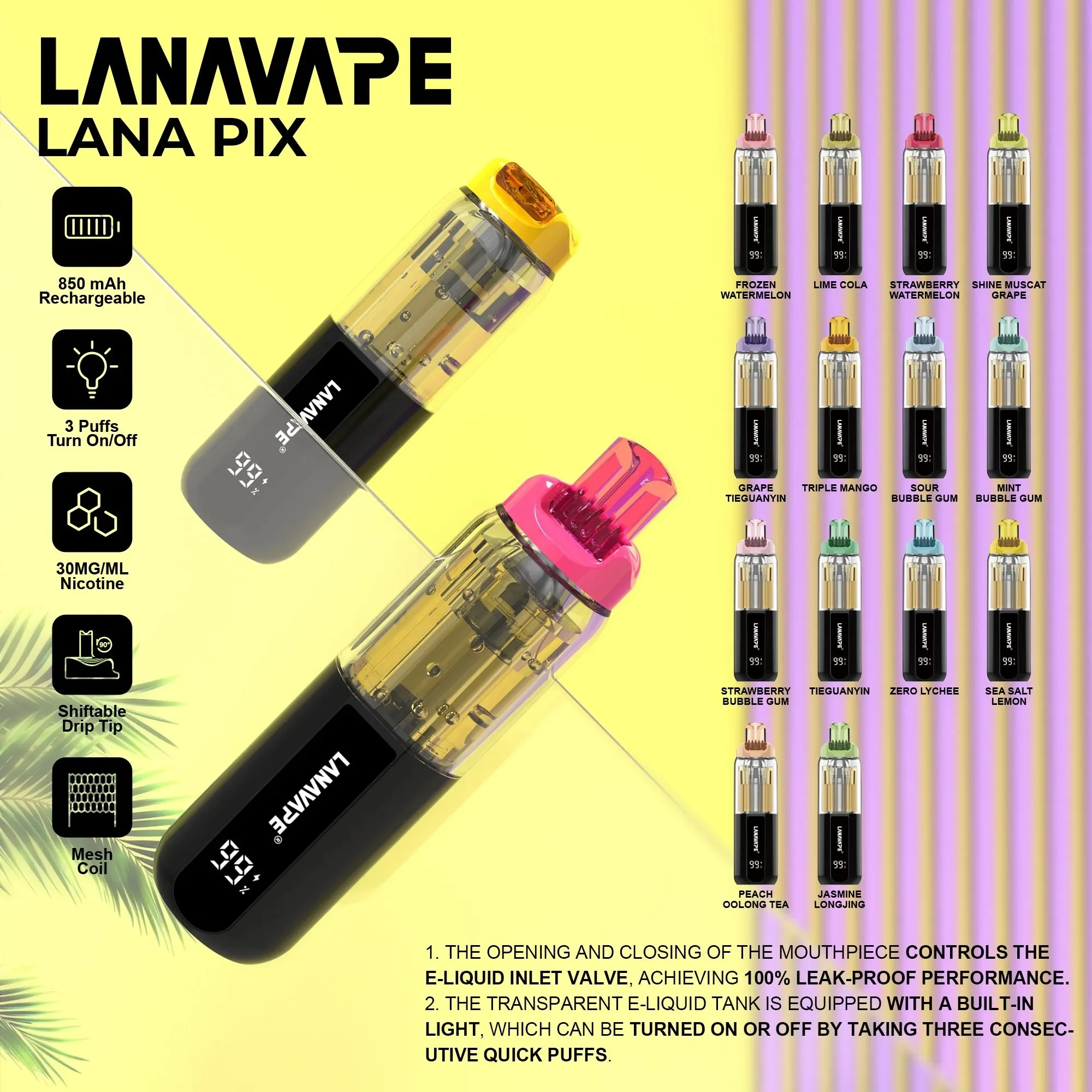 lana-pix-20000-puffs-商品規格及口味展示.webp LANA PIX 閃光彈 20000口:首創油芯分離黑科技、定義一次性主機天花板:圖片 1